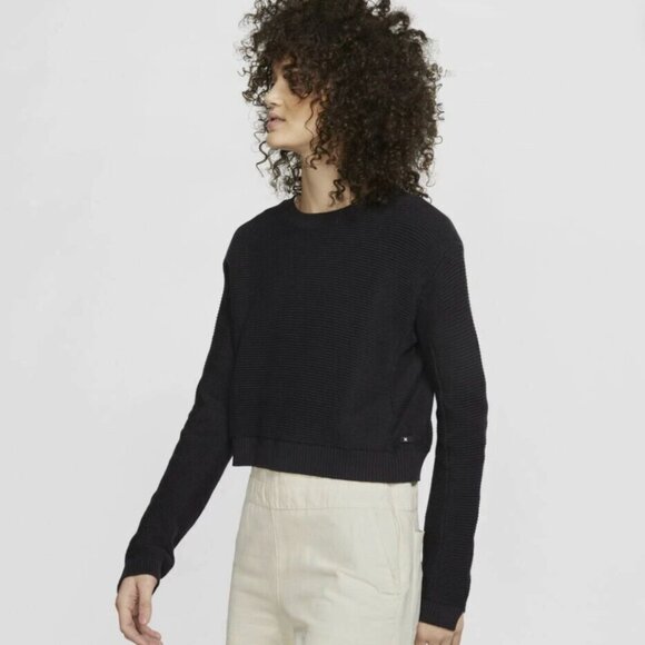 Hurley Sweater Weather Cropped Long Sleeve Sweater 100% Cotton in Black - Small - Picture 1 of 16